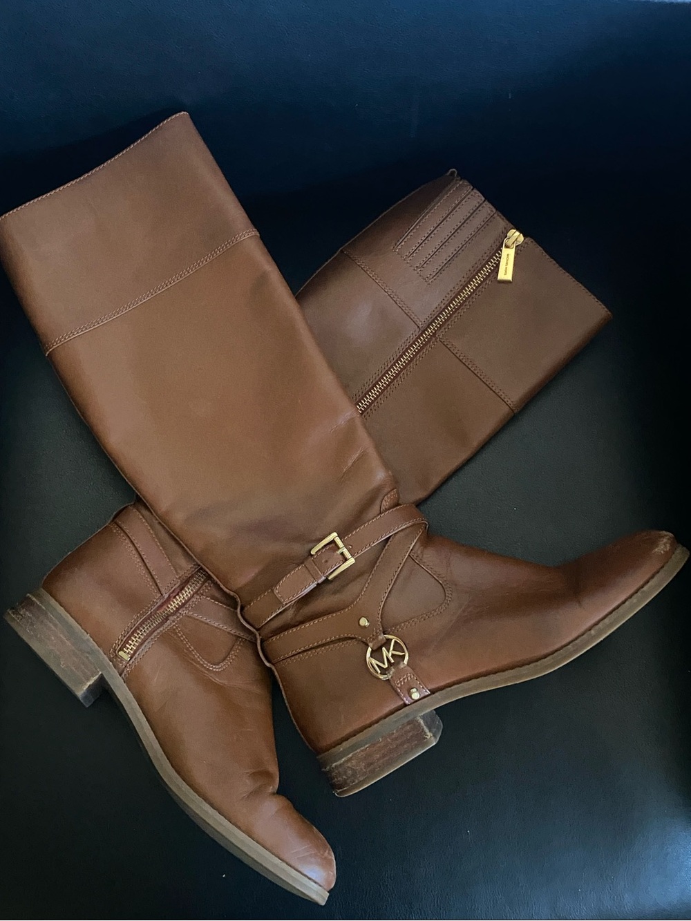 Michael Kors Chestnut Brown Leather Over-The-Knee Boots